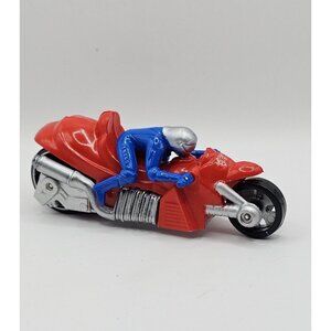Vintage Jaru Red Blue Motorcycle Toy Vehicle Wide Tire